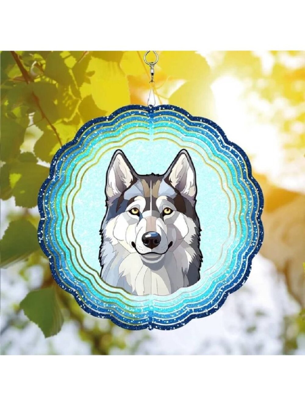 89Bloom Siberian Husky Wind Spinner For Yard Garden, Unique 3D Hanging Siberian
